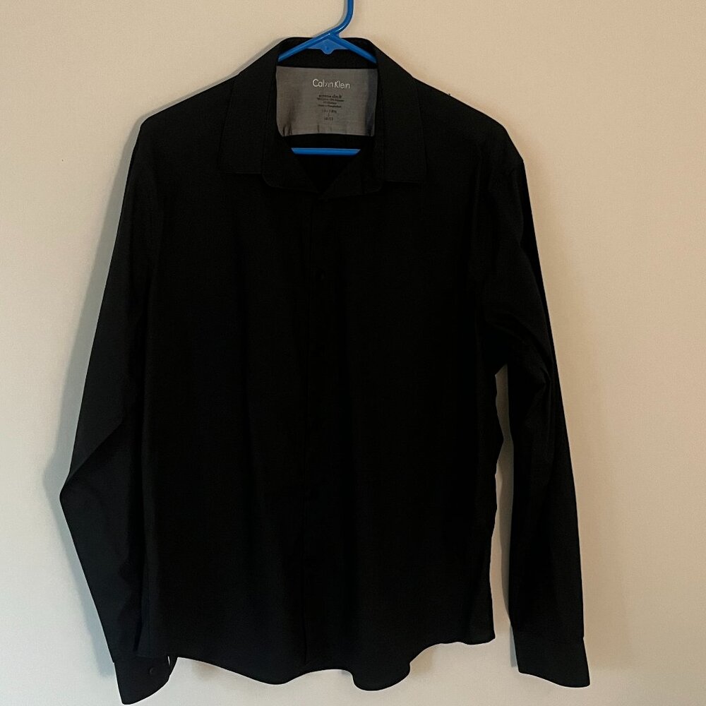 Calvin Klein Extreme Slim Fit Black Dress Shirt | Large | 16-16.5 Neck | 34/35